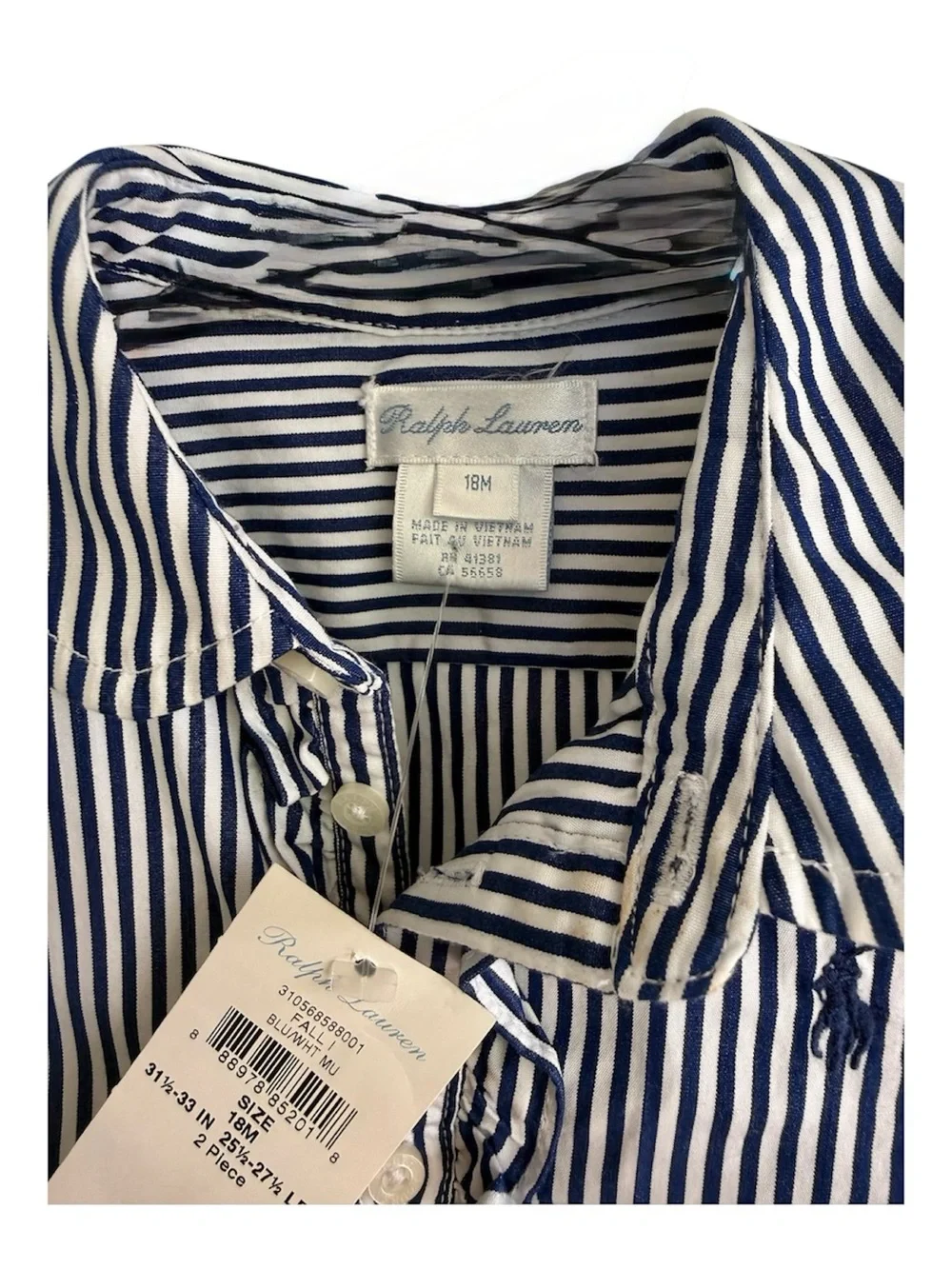 Ralph Lauren Navy & White Striped Button-Up Shirt Dress